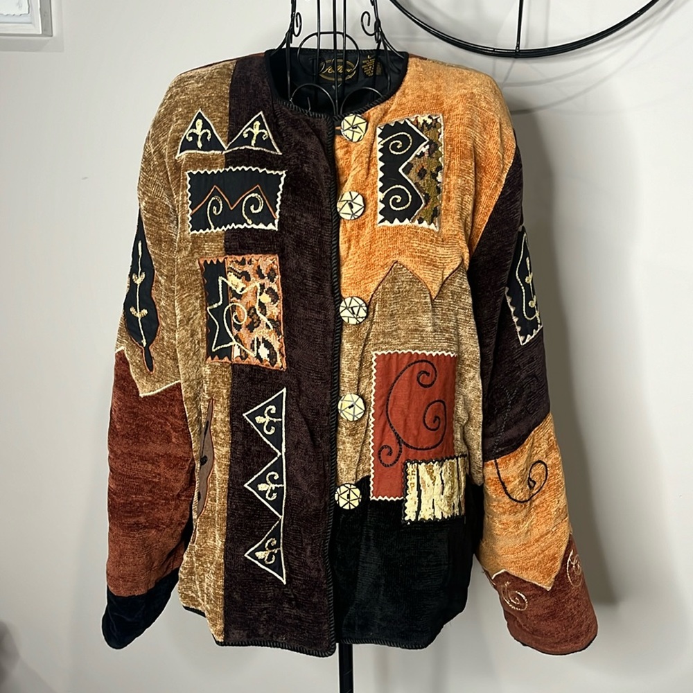 Allure patchwork button up jacket. Women’s sz Large.